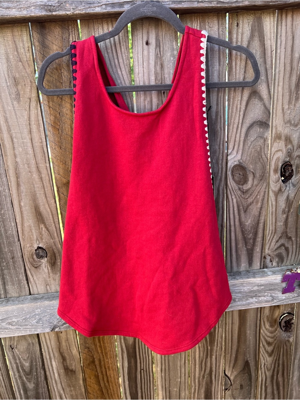 Carbon 38 Red Women's Tank Top with Scallop Trim